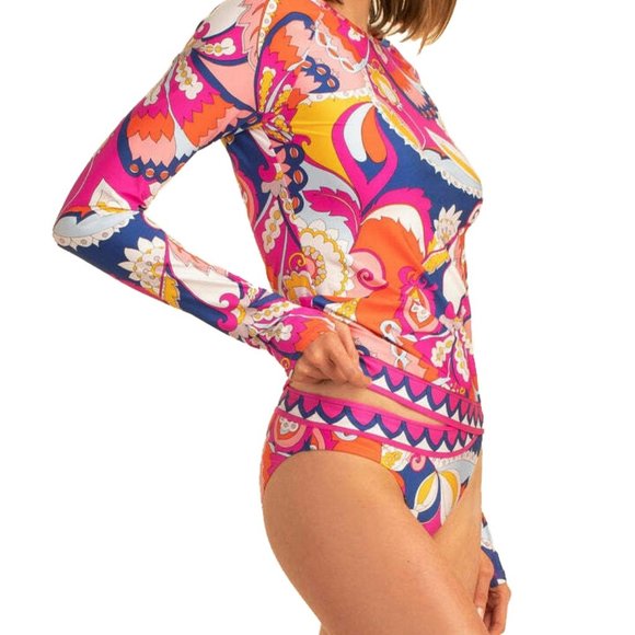 NWT Trina Turk Sevilla Rashguard Top & Bikini Bottom Set - Picture 4 of 7